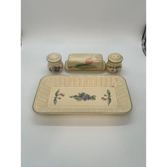 Pfatlzgraff "Garden Party" Serving Tray w/Matching Salt & Pepper, Butter Dish - Picture 4 of 8
